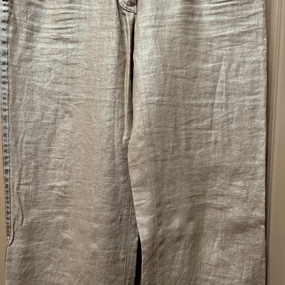 ❤️NWOT❤️ Roberto Cavalli Beige/Gold Linen Pants Vintage Made in Italy S… - Picture 4 of 16